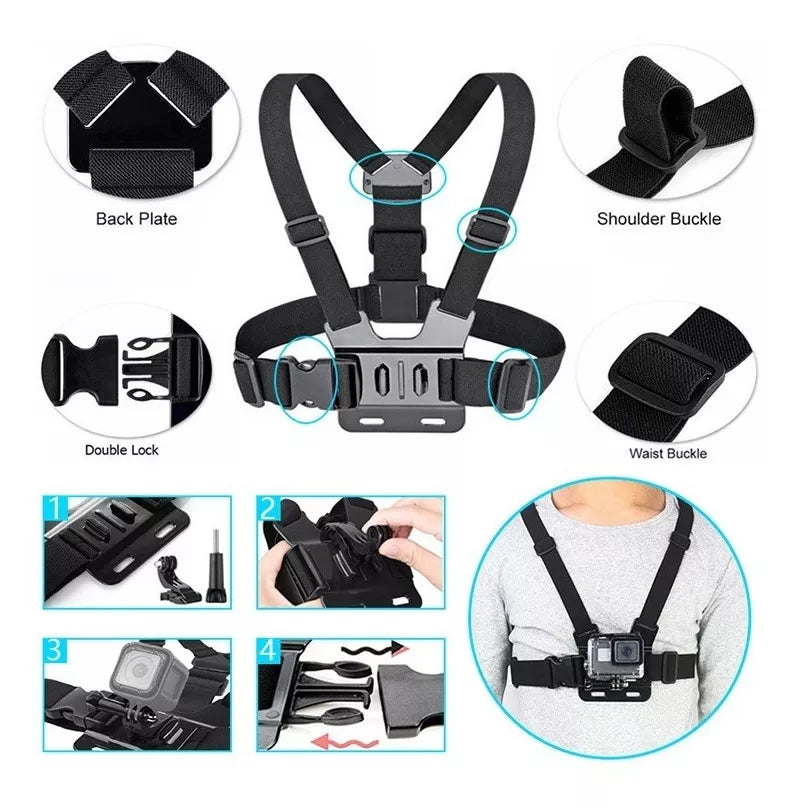 Kit 19 En 1 Accesorios Cámaras Deportiva
